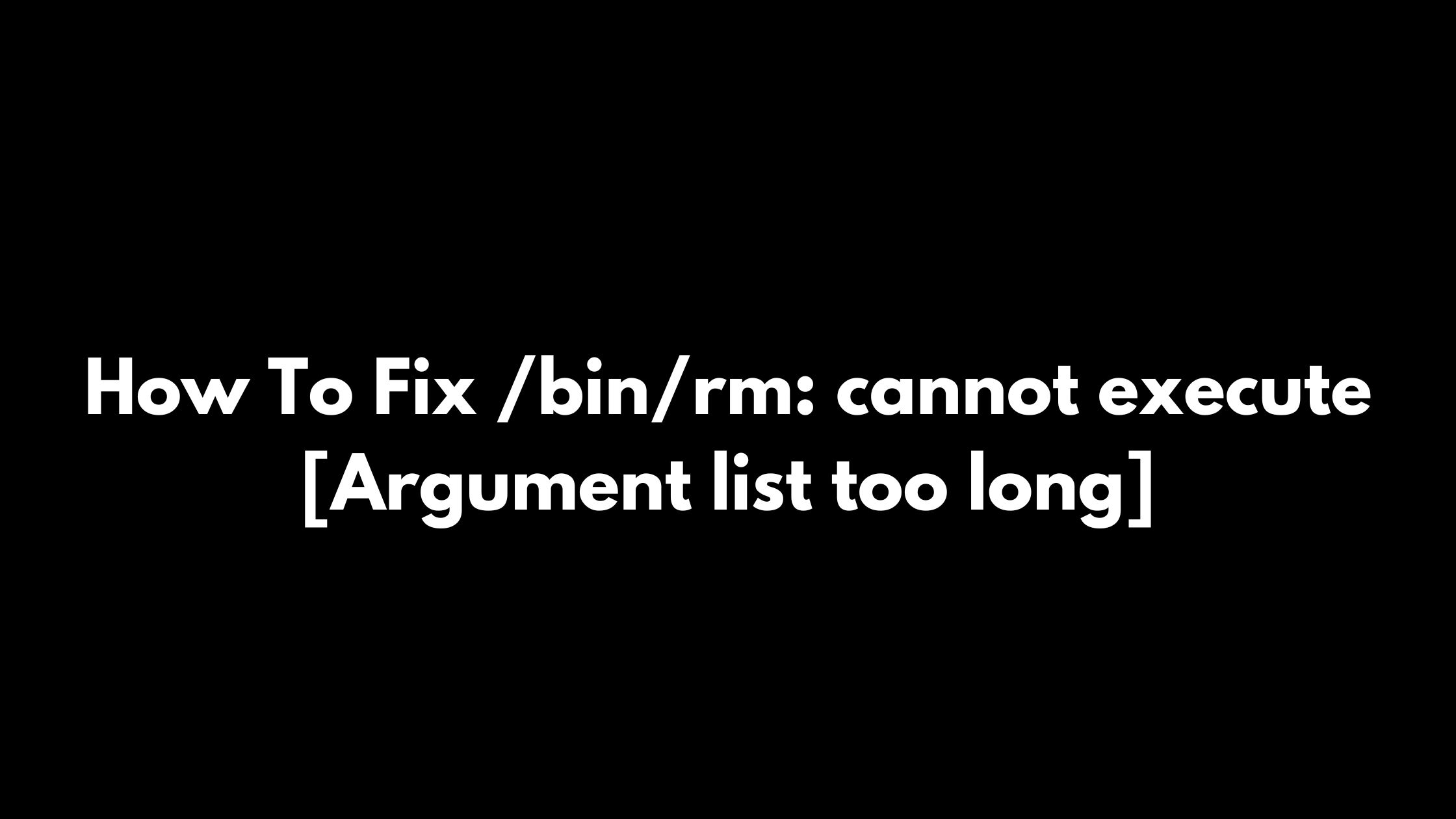 How To Fix /bin/rm: cannot execute [Argument list too long]